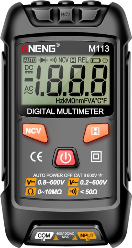 Mini multimetro digitale M113, tester intelligente di tensione AC/DC con rilevamento NCV, 1999 conteggi, display LCD, mi...