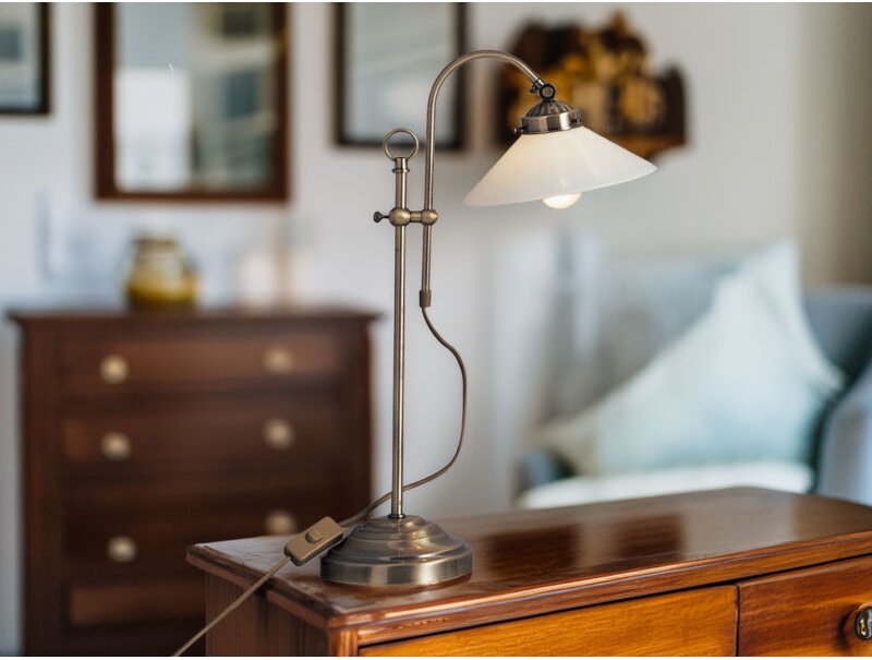 Große Tischleuchte landlife im Landhausstil mit Glasschirm, max. Höhe 55cm