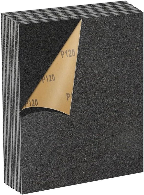 12-teiliges Schleifpapier-Set, Körnung 120, 23 x 28 cm, wasserfestes Schleifpapier für Autos, Metalle, Wände, Holz, Möbe...