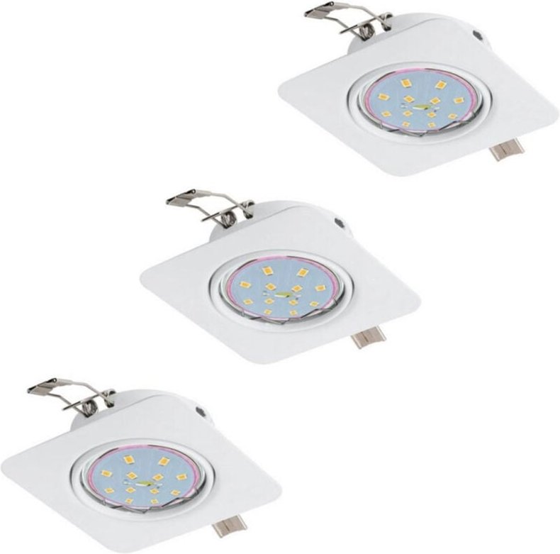 Eglo - 3er Set led Einbauspots Deckenleuchte Einbaustrahler Spotleuchte verstellbar, Metall weiß, 5W 400lm 3000K warmwei...