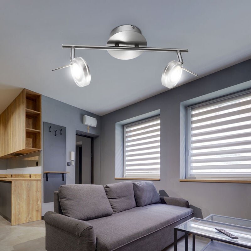 Deckenlampe Deckenleuchte Spotlampe Spotleuchte Wohnzimmerlampe, Spots beweglich, Nickel matt, led 5W 375Lm warmweiß, Lx...