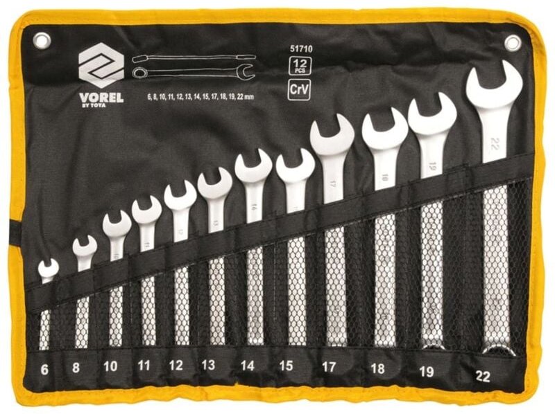 Ringmaulschlüssel 6-22mm, cv, 12er-Satz, satiniert, Koffer 51710 Vorel
