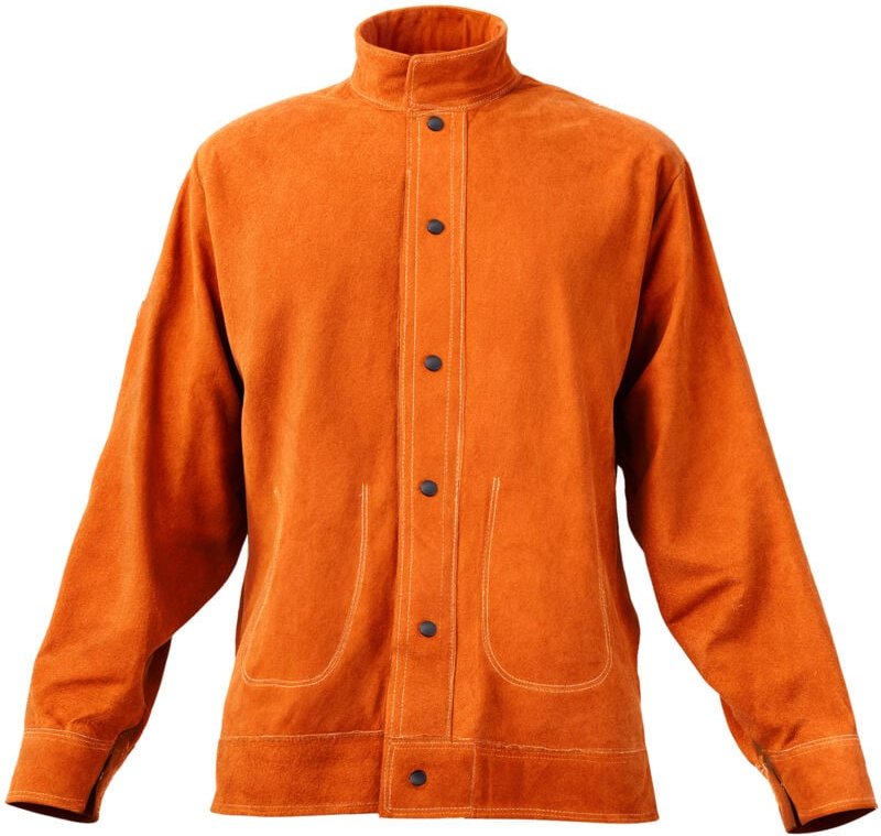 Leder-Schweißerjacke aus robustem Rindsleder, flammhemmend und hitzebeständig, mit 4 praktischen Taschen und verstellbar...