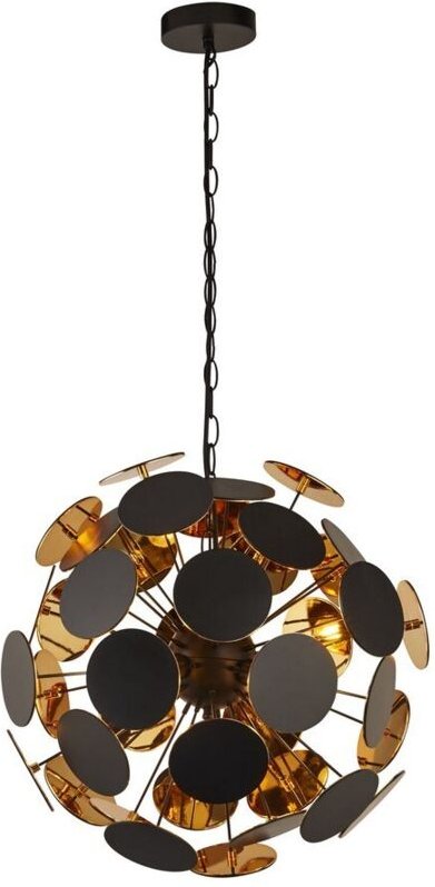 Searchlight - Pendelleuchte Hängelampe Deckenlampe Esszimmerleuchte Stahl Schwarz Gold