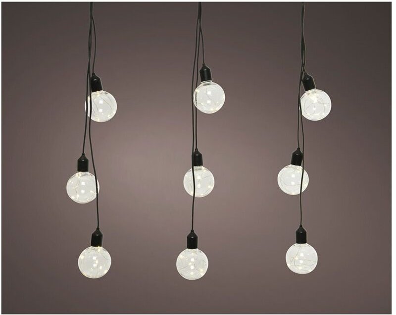 Girlanden-Außenbirnen, Kugelform, IP44, 3 m, 12 LEDs