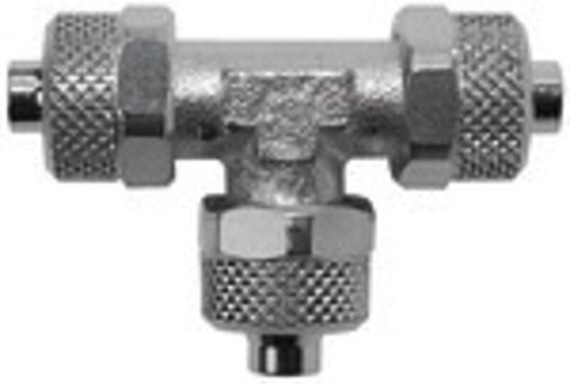 Riegler - T-Verbinder »value line«, für Schlauch 6/4, Messing vernickelt