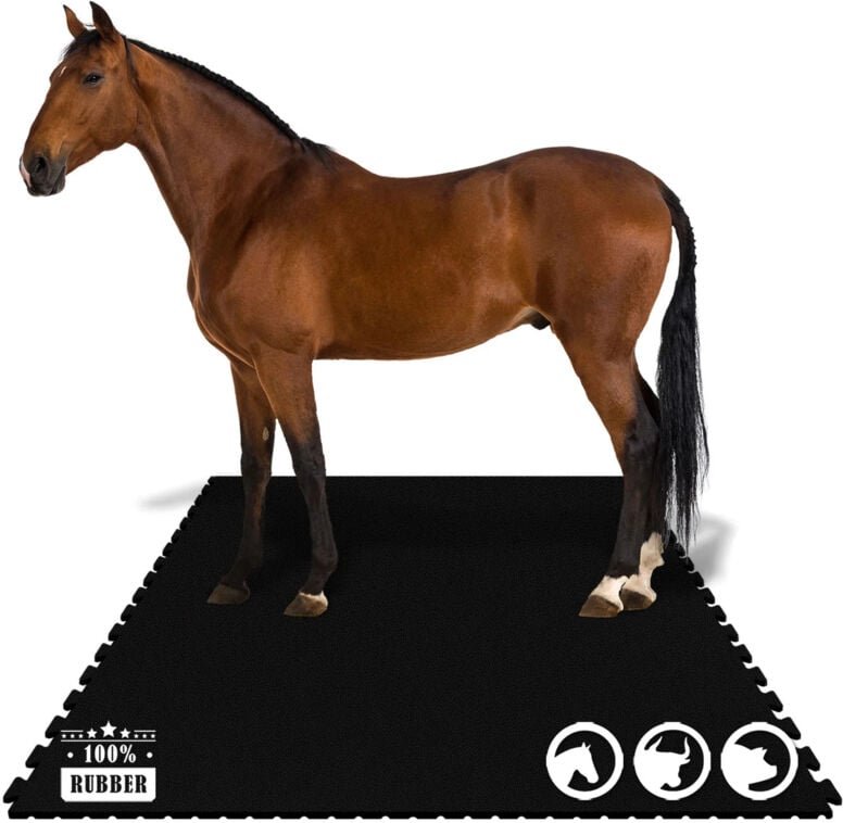 Puzzle-Stallmatte aus Gummi Pontiac Stallboden 122 x 182 cm Zweiseitiges Interlocking