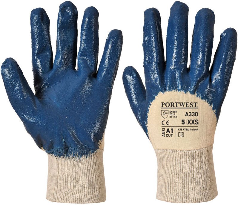 Nitril-Handschuhe mit Belüftung, Strickbündchen, Marine xl - Größe 10