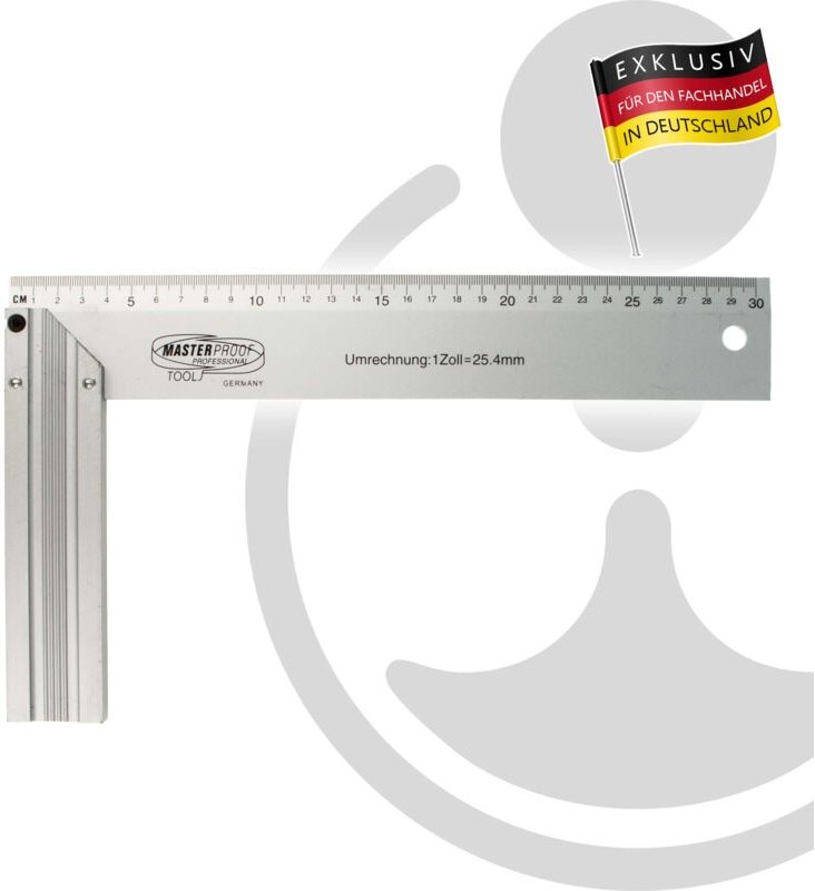 Masterproof professional Anschlagwinkel Schreinerwinkel90° - 300 mm, Aluminium