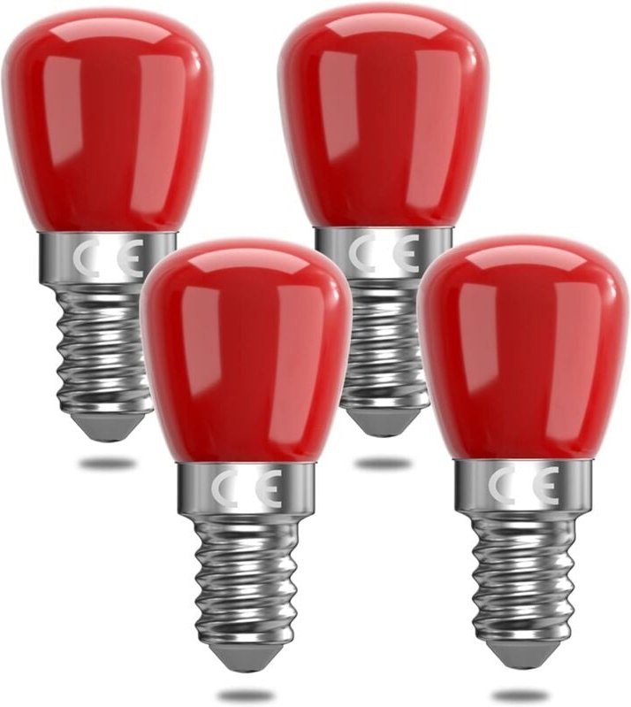 Ersandy - 4er-Pack rote E14-LED-Leuchtmittel, 3 w, E14, dekorative rote E14-LED-Leuchtmittel, 25-W-Ersatz, geeignet für ...