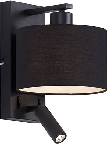 Moderne Wandleuchte schwarz rund mit Leselampe - Puglia