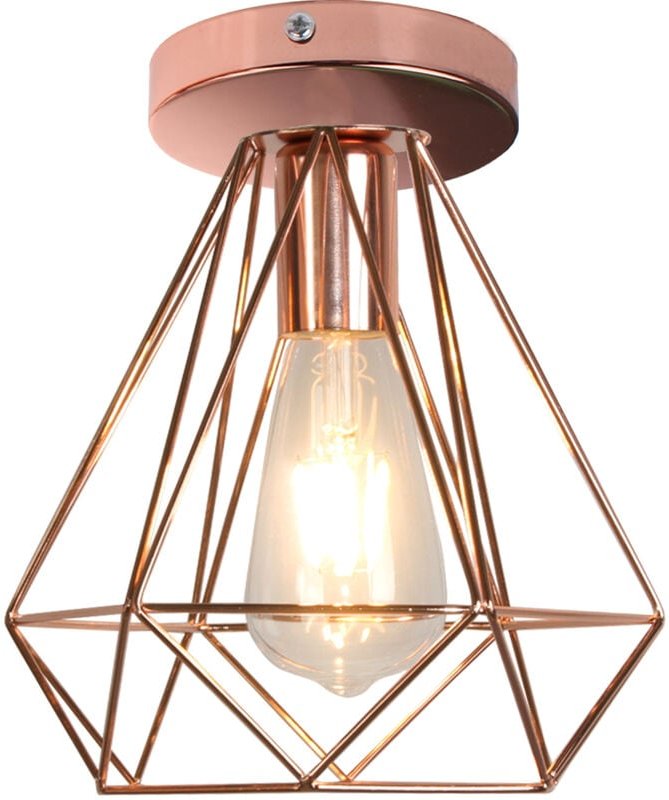 Axhup - Deckenlampe, Deckenleuchte im Retro Look, Material: Stahl, Farbe: Schwarz, Fassung: E27 Rosegold 1 Pack