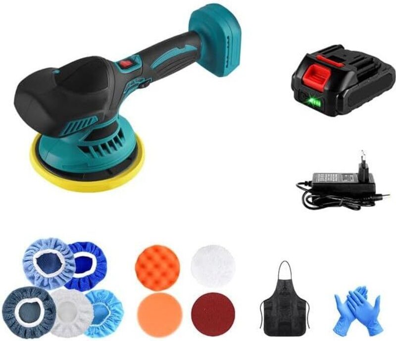 Akku-Polierer, 21-V-Autopolierer, 1 Akku, 2800–5500 U/min, 6 variable Geschwindigkeiten, 9-mm-Exzenterpolierset für die ...