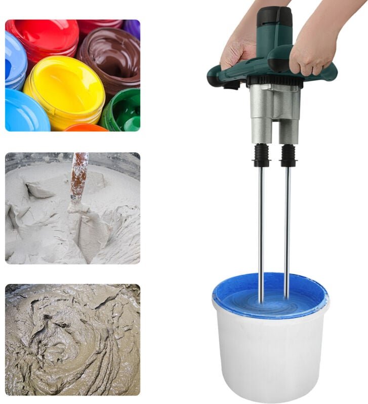 Profi Rührwerk Mörtelrührer 2800W Doppel-Rührquirl, Mörtelmischer Handmixer für Beton, Farbe, Bitumen usw