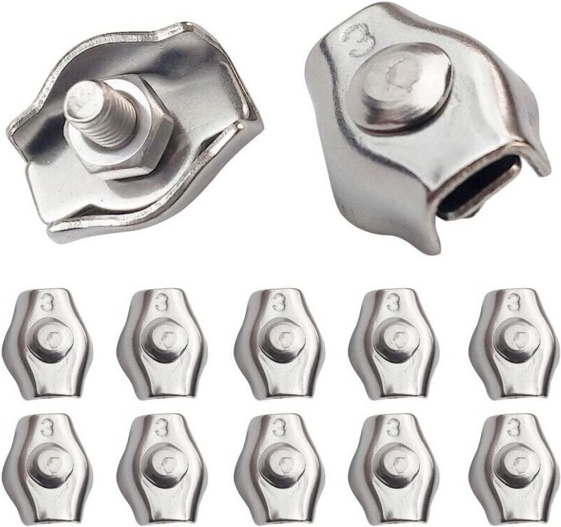 20 Stück Stahlseilklemmen M3, Drahtseilklemmen für 1,5 mm-3 mm Stahlseile, Edelstahl-Seilklemmen für Baustellen und Schi...