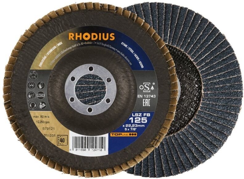 Thumbnail - Rhodius Abrasives - rhodius lsz fb, 10 Stück, 115 mm, Korn 60, Fächerschleifscheibe