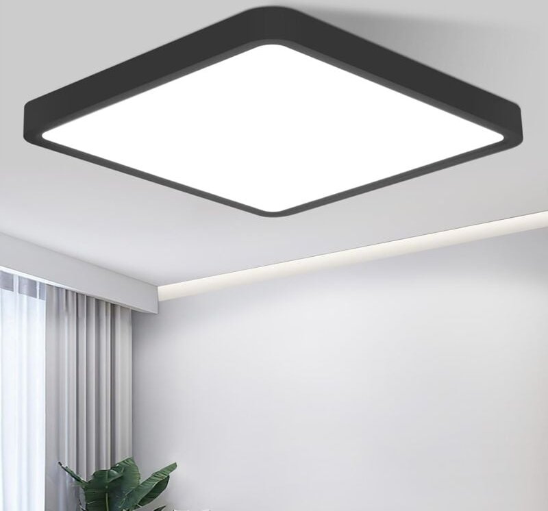 Deckenleuchte Flach Deckenlampe led - 23CM Badezimmerlampe Schwarz 18W Flurlampe Deckenbeleuchtungr 6500K Küchenlampe Ec...