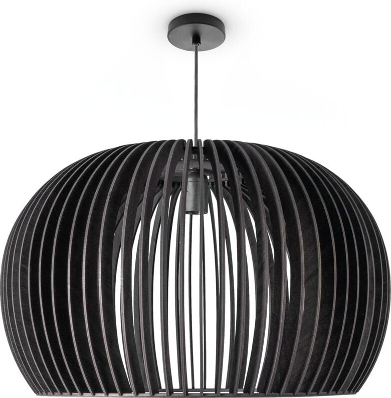 Paco Home - Pendellampe Holz Pendelleuchte Boho Style Wohnzimmer Esstischlampe Vintage E27 Schwarz (Ø55 cm), Pendelleuch...