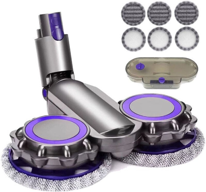 Elektrischer Nass- und Trockenwischkopf, kompatibel mit Dyson V6, V7, V8, V9, V10 und V11 + Wassertank + 6 Wischköpfe