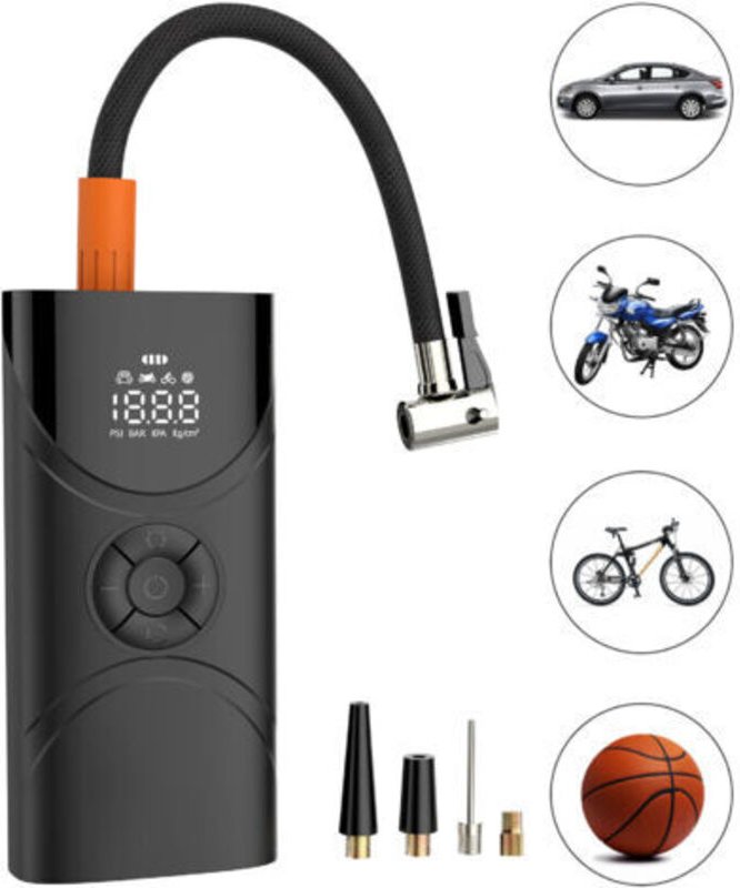 Tragbarer Luftkompressor für Reifenfüller, 150-psi-Luftpumpe mit digitaler Anzeige und Manometer sowie Taschenlampe, int...