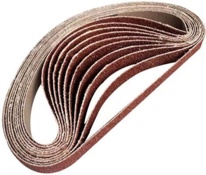 Packung mit 10 Schleifbändern, 15mm x 452mm, Korn 60 aus Aluminiumoxid – für Holzbearbeitung, Metallpolitur, Messerschär...