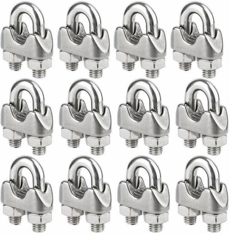 M4-Drahtseilklemmen, U-Bügel-Kabelklemmen aus Edelstahl, 4 mm Durchmesser, 12er-Packung