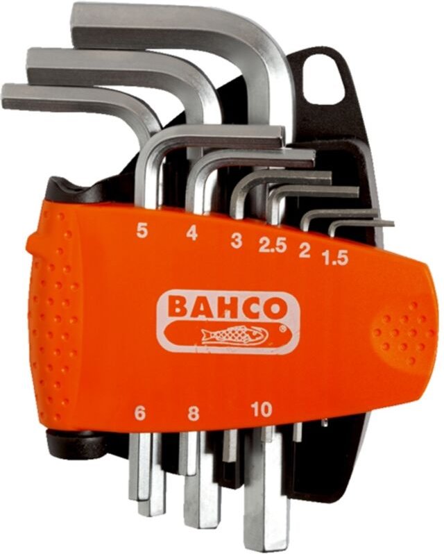 Bahco Winkelschraubendreher-Satz, Sechskant, metrisch, vernickelt, mit kompaktem Kunststoffhalter - 9-tlg.