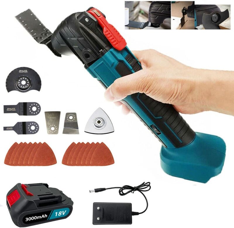 Thumbnail - Multifunktionswerkzeuge,Kabelloses, bürstenloses, oszillierendes Multitool, Schleifer, Cutter, Schleifer, Säge, 6-Gang-K...