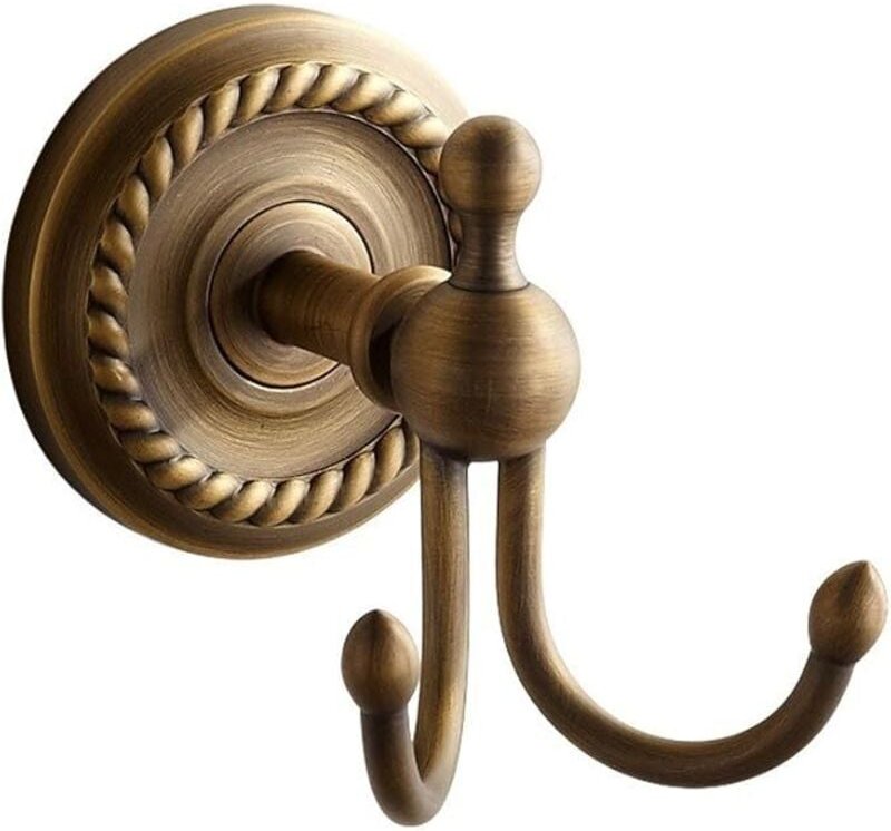 Wandgarderobe mit Doppelhaken, Retro, Gelb, Messing, Kupfer, Antikbronze, für Badezimmer-Accessoires - Sollbry