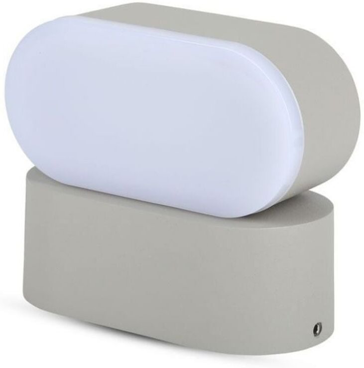 V-tac - 6W 110LM/W Ovale LED-Wandleuchte Grau mit drehbarem Kopf Naturweiß IP65