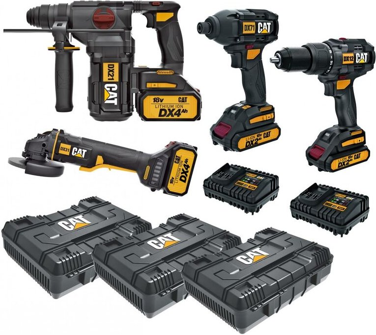CAT - kit DX21 +DX12 +DX71 +DX31B +3 koffer +4 batterien erpillar elektrowerkzeuge
