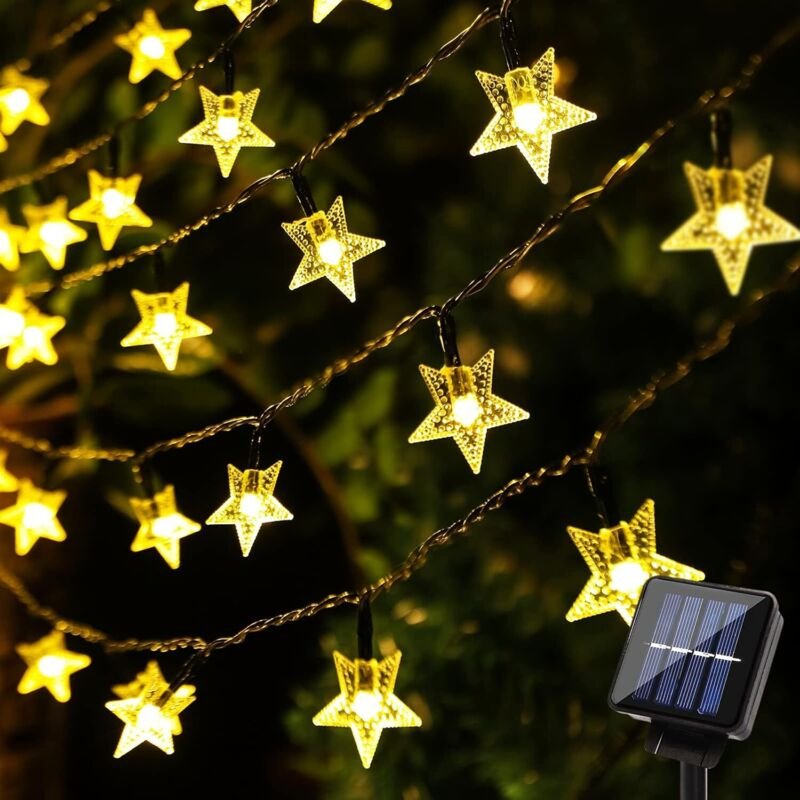 Solar-Lichterkette für draußen, warmweiße Weihnachtsbeleuchtung, 30 LEDs, 6,5 m, wasserdicht, Thanksgiving-Dekorationsli...