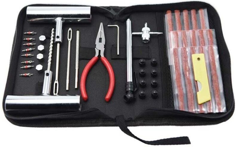 Autoreifen-Reparaturset, 46-teiliges Reifenpannenreparaturset, schlauchloses Auto-Pannenschutzset, Reifenreparaturwerkze...
