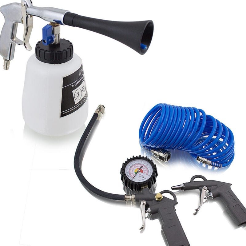 Druckluft Reinigungspistole Auto Kfz Luftdruck Reinigungspistole Waschpistole 1000ml und 3 tlg teiliges Druckluft Zubehö...