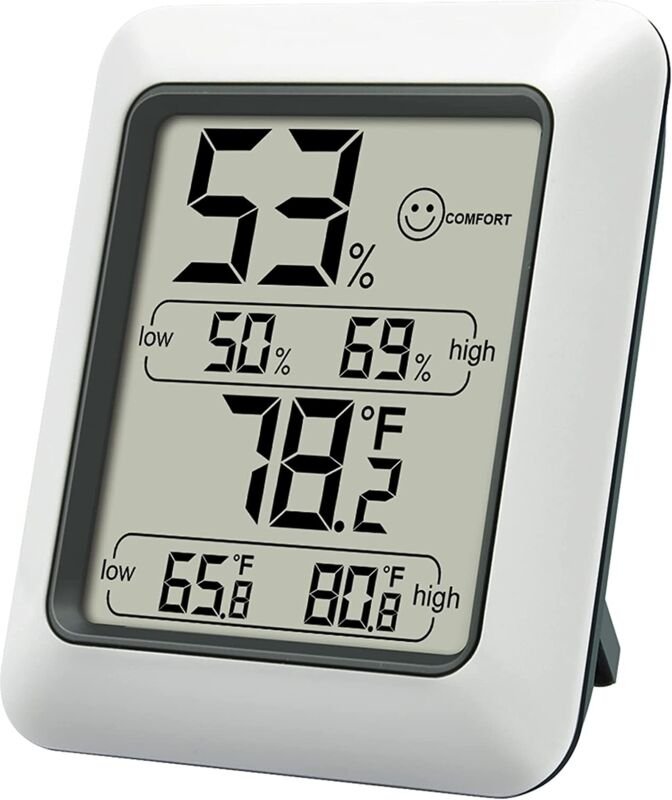 Digitales Hygrometer/Thermometer für den Innenbereich mit Feuchtigkeits- und Temperaturanzeige (weiß, 1 Stück), ohne Bat...