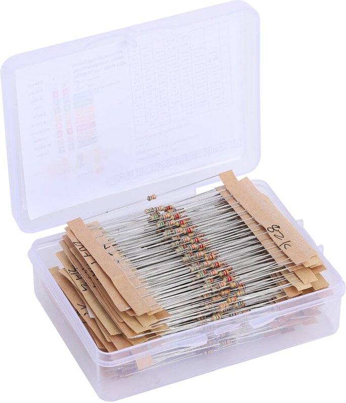 640-teiliges Widerstandssortiment mit 64 verschiedenen Werten, 5 % Kohleschichtwiderstand, 1 Ω bis 10 MΩ, 1/6 W, für Hei...