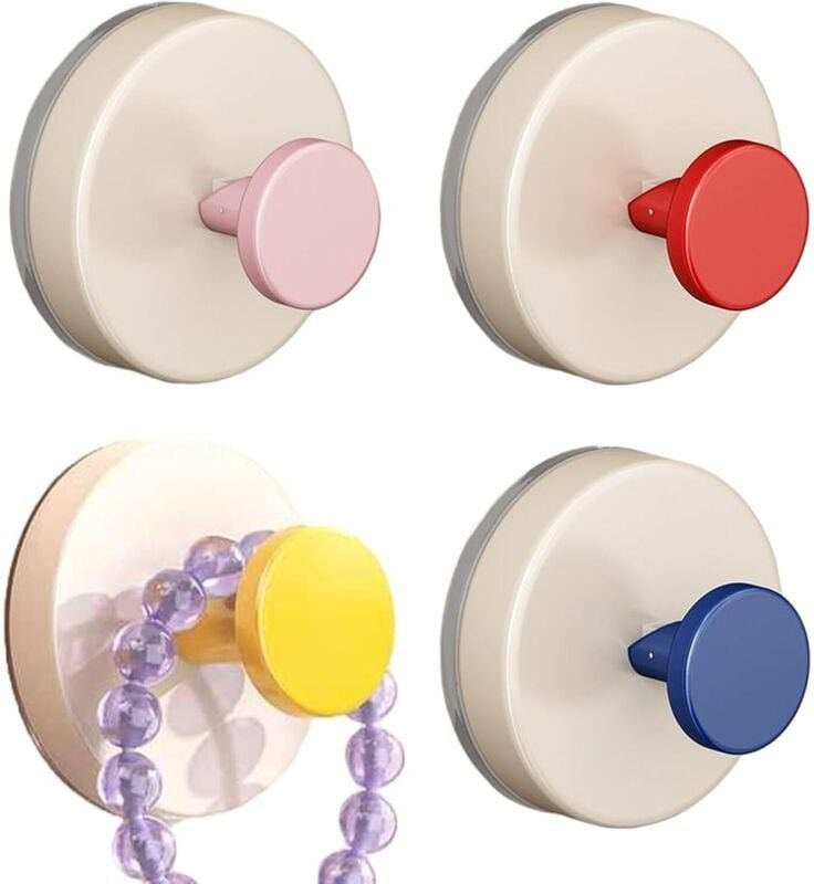 Universelle Duschhaken mit Saugnapf 4 Türhaken, wiederverwendbarer Handtuchhalter für Glas, Wand, Tür, Badezimmer, Schra...