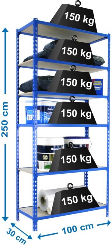 Simonrack Moderne Robuste Blau Regalschrank 6 Regale