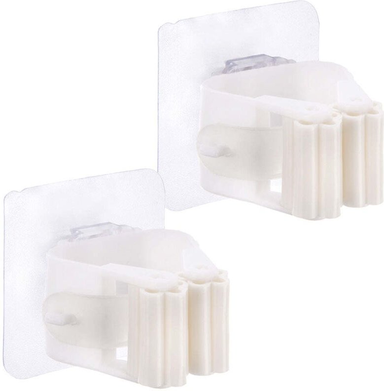 Selbstklebender mopp und besenhalter wei 2er pack