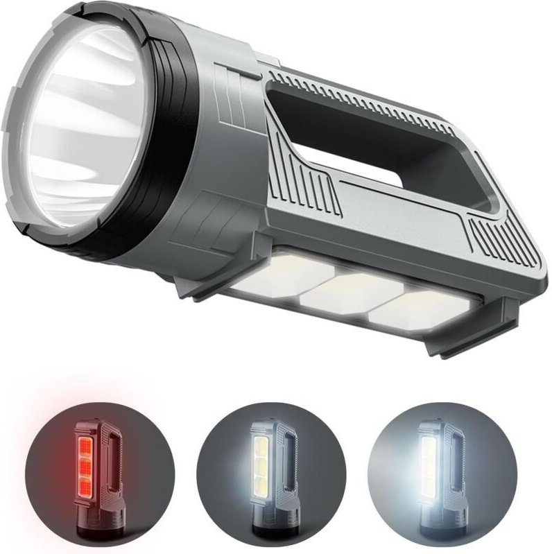 Superhelle wiederaufladbare LED-Taschenlampe, leistungsstarke 6000 Lumen Outdoor-Notfall-Taschenlampe (6 Modi), USB-Kabe...