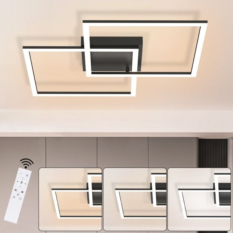 Deckenlampe led Wohnzimmer Deckenleuchte - Dimmbar Schwarz Esstischlampe mit Fernbedienung Schlafzimmerlampe Modern Küch...