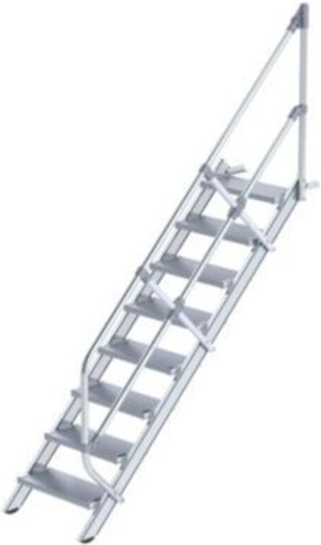 Günzburger Steigtechnik - Treppe 45° Stufenbreite 600 mm 8 Stufen Aluminium geriffelt - 600248