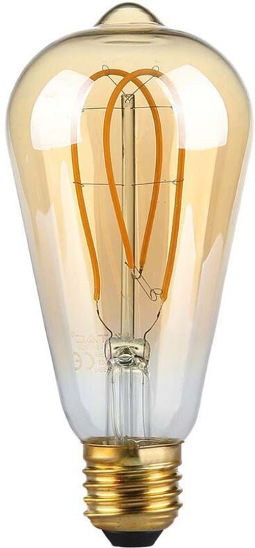 V-tac - Leuchtmittel 4,8 Watt Vintage Filament led Glühbirne warmweiß Lampe Glas Amber, E27 Fassung 300 Lumen 1800 Kelvi...