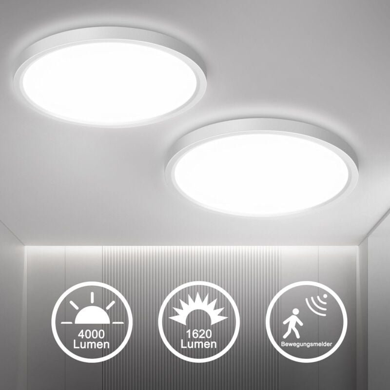 LED Deckenleuchte mit Bewegungsmelder 2er-Set Flurlampe Rund