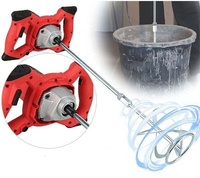 Vtizikl 1500W 220V Mélangeur de Ciment Electrique, Mélangeur de Mortier Peinture 220V Malaxeur Ciment Agitateur Mortier ...