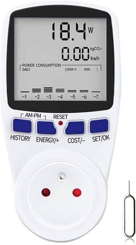 Ahlsen - Wattmeter, digitale Energiezählersteckdose, Messung des Stromverbrauchs, Energieverbrauchssteckdose mit 7 Modi ...