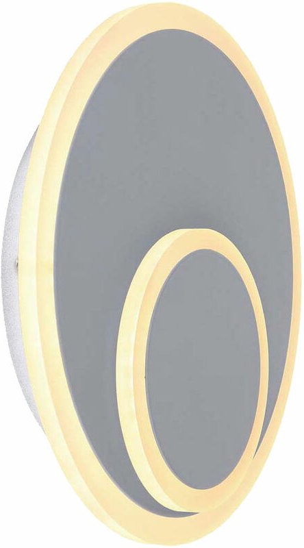 Wandleuchte led Innen Wohnraum rund modern Wandlampe Scheibe grau, Metall, 16 Watt 1150 Lumen 3000 Kelvin, 25,5 cm