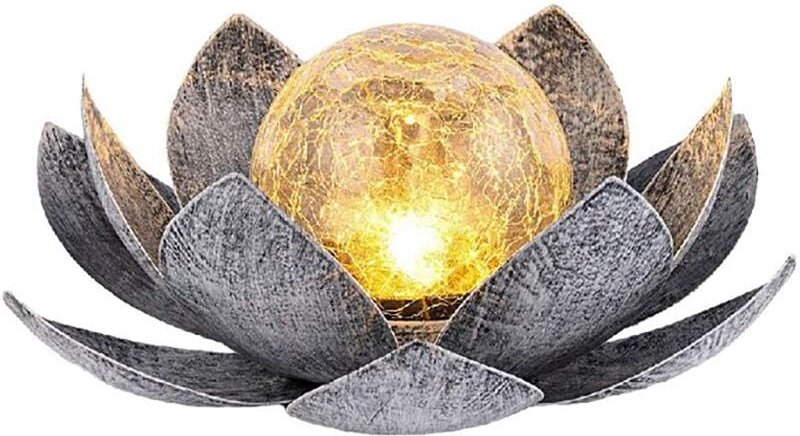 Thumbnail - LED-Solar-Lotuslampe, kabellos, automatischer Schalter, Schutzart IP44, Material Metall/Glas, silber
