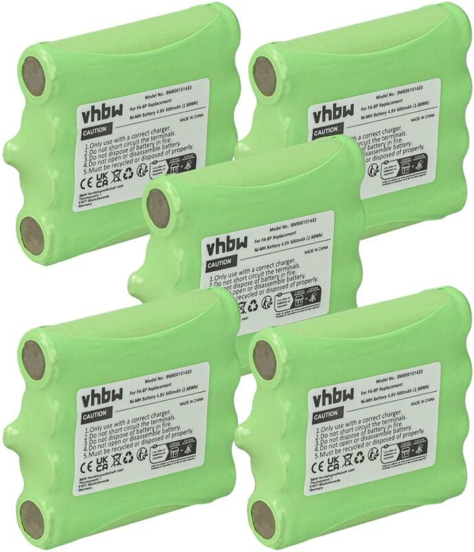 Vhbw - 5x Akku kompatibel mit Audioline pmr Easy 012 Funkgerät, Walkie Talkie (600 mAh, 4,8 v, NiMH)