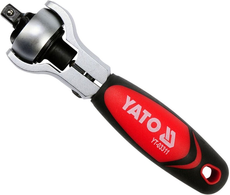 YATO Drehkopfratsche Ratsche Knarre 180° Schwenkkopf 1/4" für Bits und Steckschlüssel